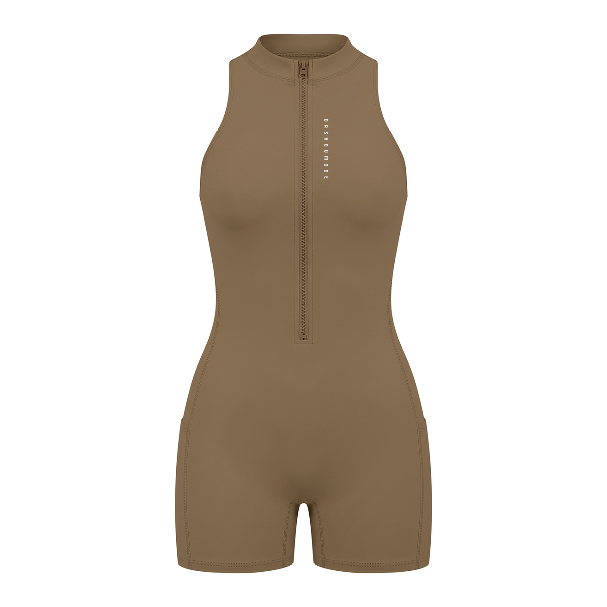 Black Dashoumode Women's Quarter-Zip Yoga Romper