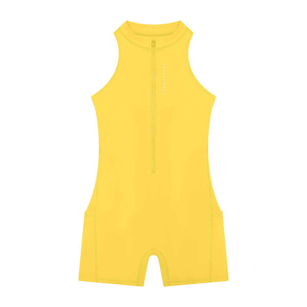 Black Dashoumode Women's Quarter-Zip Yoga Romper