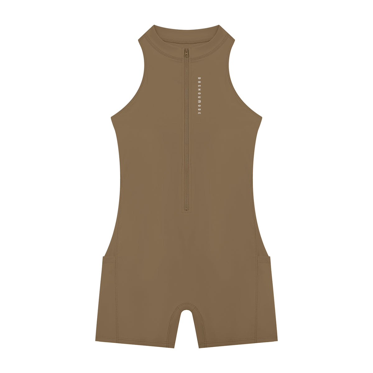 Black Dashoumode Women's Quarter-Zip Yoga Romper