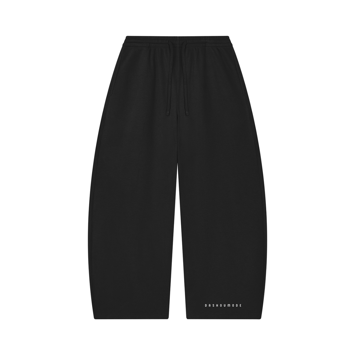 Black Dashoumode Waffle Barrel Leg Pants