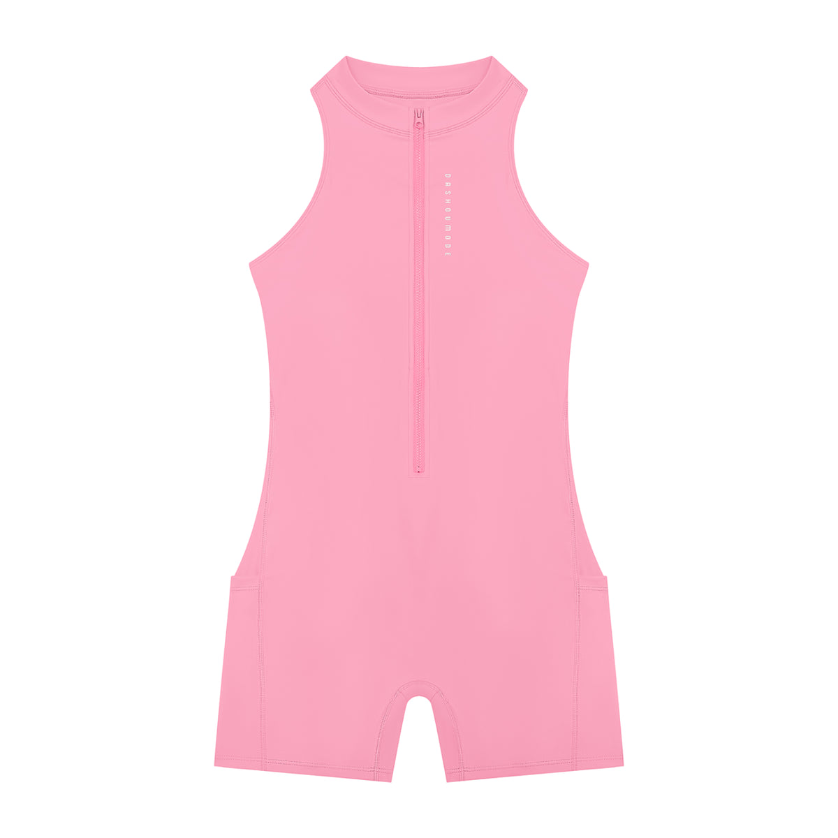 Black Dashoumode Women's Quarter-Zip Yoga Romper